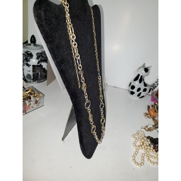 A Loft Necklace Chain Boho Faceted Mixed Metals Career Evening Sparkly - Picture 8 of 8